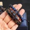 Mode 3 stks set Crown Bangel armband mannen en vrouw luipaard vlechten armband roestvrijstalen armbanden blauw cz sieraden223o