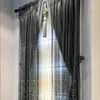 Sheer Curtains High end light luxury embroidered embossed curtain screen villa high-end lace streamer yarn living room bedroom floor