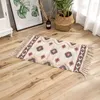 Retro Bohemian Hand Woven Cotton Linen Carpet Morocco Printed Area Rugs Tufted Tassels with Anti Skid Pad Throw Rug Bath Doormat 201214