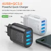USLION 48W EU US UKプラグUSB充電器3A Quik Charge 3.0 iPhone 13 12 11 Samsung Xiaomi 4ポート高速壁充電器