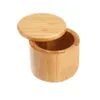 Herb Spice Tools Natural Bamboo Seasoning Pot Household Kitchen Supplies Pepper Vanilla Storage Box Round Tea Salt Pots EE