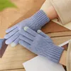 New Women's Cashmere Knitted Gloves Autumn Winter Warm Thick Gloves Touch Screen Skiing