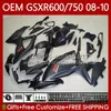 スズキボディ用射出成形GSXR 600 750 CC 600CC 750CC GSXR600 K8 GSX-R750 88 NO.63 GSXR-600 GSXR-750 08 09 10 GSXR750 GSX-R600 2008 2009 2010 OEMフェアリングフラットブラックBLK