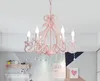 Princess room chandelier children's room bedroom girl pink crystal lamp