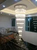 多層モダンクリスタルシャンデリアランプAC110V 220V長い階段照明器具、高級プロジェクト照明