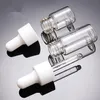 Dropper 1ml 2ml 3ml 5ml Clear Transparent Tubular Mini Glass Cosemtic Serum Bottle With Black Aluminum Lid Sample Lab Pharmaceutical Small Glass Vial Freeship