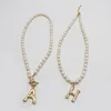 Real Pearl Necklace Choker Alphabet A-Z Inledande rostfritt stål spänne guldfärghänge sötvatten smycken 220228259m