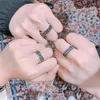 Vintage Thai Silver Ring Duplo Letra Casal Par Anéis Mulheres Dia dos Namorados Presente Jóias