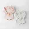 Baby Mädchen Kleidung Stricken Neugeborenen Strampler Gestrickte Säuglings Mädchen Overall Blatt Design Kinder Gesamt Body Baby Boutique Kleidung DW6380