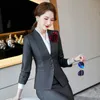 Boliyae Profesyonel Etek Suits Bahar Sonbahar Uzun Kollu Blazers Kadınlar için Zarif Ofis İş Resmi Ceket Ve Pantolon Set 220302