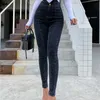 nuovi jeans irregolari a vita alta collant da donna, sollevamento dei fianchi e leggings alla moda high street grigio scuro sexy 201223