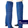 Plus Size Work Pants Hip Hop Jeans Cargo Pants Men Casual Loose Baggy Denim Pants Cotton Blue Trousers Male Clothing G0104