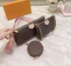 Classic 3 in 1 leather handbag ladies fashion diagonal bag hot sale single shoulder bag three-piece clutch wallet