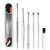 6 stks / set oor wax pickers roestvrij staal oorpick wax remover curette oor pick cleaner oor cleaner lepel zorg schone tool