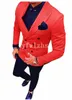 Populaire Double-Breasted Groomsmen Beau Peak Lapel Groom Tuxedos Hommes Costumes Mariage / Bal Meilleur Homme Blazer (Veste + Pantalon + Cravate) Y261