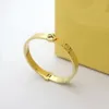 Europe America Fashion Style Lady Women Titanium steel Engraved F Initials Hollow Out Wide Bangle Bracelets 3 Color2650