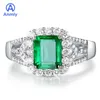 Cluster ringen Anmiy elegante ingelegde zirkoon lange vierkante kleur open dames luxe live ring sieraden1