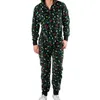 Outono inverno homens quente Natal elk boneco de neve imprimir manga longa pijama jumpsuit lazer algodão sleepwear soft home roupas lj201113