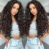 Human Hair Capless Wigs Long Deep Curly None Lace Loose Black Natural Wave Heat Resistant Fiber Synthetic for Women 24inch+free Wig Cap