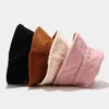 New Women Plus Plush Corduroy Bucket Hat Female Solid Winter Solid Streetwear Warmer Folding Big Wide Visor Vintage Flat Hats G220311