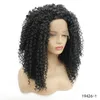 Parrucca sintetica riccia afro crespa 14 ~ 26 pollici nera 1 # perruques de cheveux humains parrucche anteriori in pizzo 19426-1