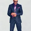 Custom Made Navy Mens Suits 2 Stuks Bruidegom Beste Man Broek Pak Business Wedding Blazer Coat (Jack + Pants)