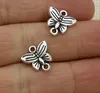 200 sztuk / partia Antique Silver Plated Butterfly Złącza do Tworzenia Biżuterii Ustalenia Akcesoria Craft 14mm