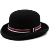 100% chapéu de jogador de lã com faixa de penas outono inverno homens mulheres roll borda fedora chapéus senhora elegante festa britânica