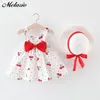 MELARIO Bebê Dress Recém-nascido Criança Meninas Verão Tutu Vestido Crianças Bebé Menina Impressão Princesa Vestidos Sundress Chapéus 2 Pcs Roupas LJ200827