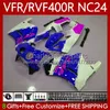 Kit de carrosserie pour HONDA RVF VFR 400 VFR400 R 400RR 1987-1988 Bodys 78No.181 VFR400R VFR400RR NC24 V4 87 88 RVF400R VFR 400R RVF400 Bleu blanc R 1987 1988 Carénages MOTO