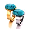 acier inoxydable turquoise bague bande diamant argent or femmes mens bague mode Fine bijoux cadeau volonté et sable