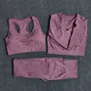 Mode sömlös yoga set 23st träning sportkläder gymkläder fitness långärmad skörd topp hög midja yoga byxor leggings sport7665480