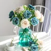 Fake Single Stam Curling Rose 17.72 "Längdsimulering Oljemålning Camellia för bröllops hem dekorativa konstgjorda blommor