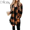 Women's Blouses & Shirts Mid-Length Plaid Long Sleeve Buttons Shirt Oversized Korean Style Blouse Women AutumnTops Vintage Plus Size