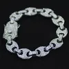 Nuovo colore braccialetto pieno di diamanti Bracciale hip hop moda uomo catena cubana gioielli in lega 4 colori230R