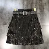 Skirts Heavy Drilling Rhinestones Fringed Skirt With Belt Women's High Waist Multi Layer Short Cake S667