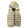 Мужской жилет зима вниз жилет повседневная жилет мужской рукавов пиджак плюс размер 5XL теплый мужской жилет пальто съемные шляпы съемки новый 201104