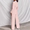 2020 أزياء المرأة pantsuit الوردي الأعمال الكلاسيكية واحدة الصدر أزرار تسعة السترة السراويل مجموعة اثنين من قطعة الدعاوى الرسمية الأصفر