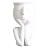 Portrait humain Sculpture Flower Pot Vase Succulent Cactus Jardinière Jardinière Visage Pot Planteurs pour plantes Uniques C0125