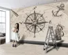 Wall Papers Home Decor European Retro Nautical Chart Wallpaper Interior Decorative Silk 3d Mural Wallpaper