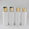 100ml X50 White Round Empty PET Travel Bottle With Gold Aluminum Disc Top Cap Press Family Oil DIY SPA Bottles Container 3.3ozhigh qualtity