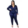 Women Long Sleeve Pant Set Solid Color 2 Pieces Clothes Suit Plus Size Ladies Two Pieces Matching Suit1