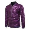 Męskie Kurtki Moda Męskie Cekiny Z Długim Rękawem Zip Up Jacket Outwear Club Party Sequined Coats Formalne Garnitur Sceniczny