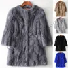 Ethel Anderson 100 Real Rabbit Fur Coat Women039s Oneck Long Rabbit Fur Veste 34 Manches Vintage Style Cuir Fur Outwear 4270007