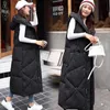 Gilet automne hiver femmes vers le bas coton gilet longs vêtements mode coréenne épais sans manches vêtements d'extérieur à capuche veste Y13161