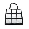 Sublimation Grid Handtasche Einkaufstasche Blanko Weiß DIY Wärmeübertragung Einkaufstasche 9 Panels Stoff Wiederverwendbar Aufbewahrung Geschenktasche Handtasche