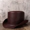 Kvinnor män läder topp hatt lady flat fedoras hatt trollkarl tassel cosplay party caps dropphip 3 size 13 cm top183b