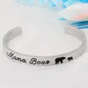 Bracciale Mama Bear in acciaio inossidabile nero Cuccioli di orsi animali Braccialetti Bracciale rigido per donne bambini Gioielli di moda Regalo per la festa della mamma