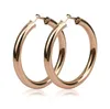 Donne Orecchini a cerchio a tubo circolare 18k oro vero oro elegante di grande dimensione di moda di moda di moda Gioielli grandi orecchini alla moda.