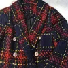 PYJTRL Manteau extérieur en laine tweed à carreaux pour femme 201023